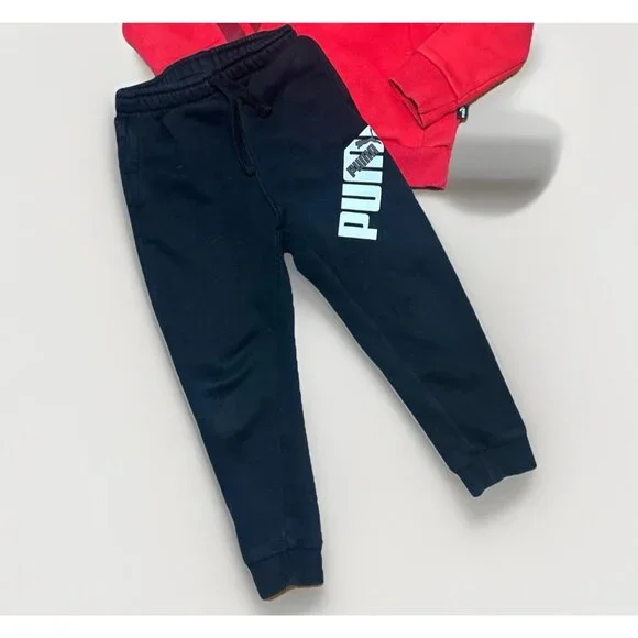 Puma Sweatshirt And Pants Set Boys Size XS (5/6) Red Hoodie & Black Joggers - Picture 4 of 11